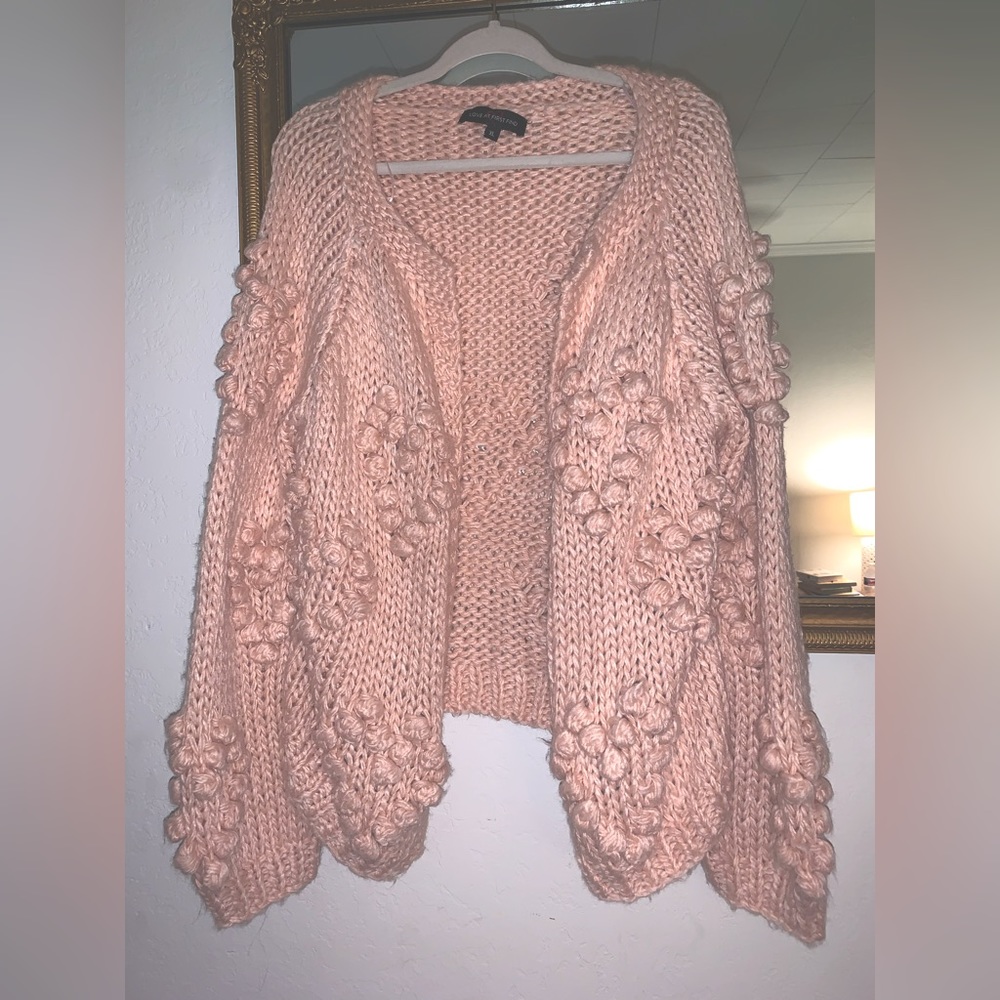 Pink puffy heart cardigan